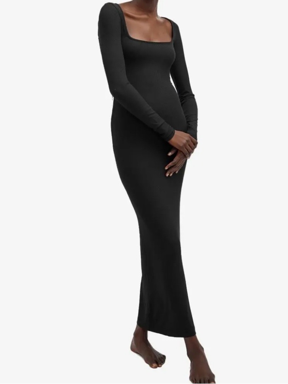 SKIMS Soft Lounge Long Sleeve Maxi Dress Black Small